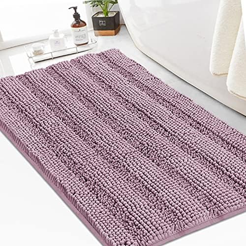 Turquoize Bathroom Rug 24"x36", Absorbent Chenille Bath Rug, Mauve/Rose