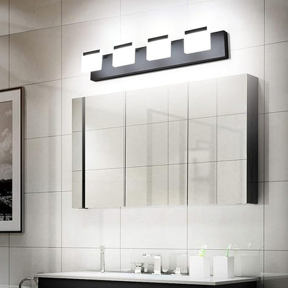 Ralbay 4 Light Black Bathroom Vanity Light Fixtures Acrylic Matte Black Vanity Light Fixtures LED Modern Bathroom Vanity Lights Over Mirror