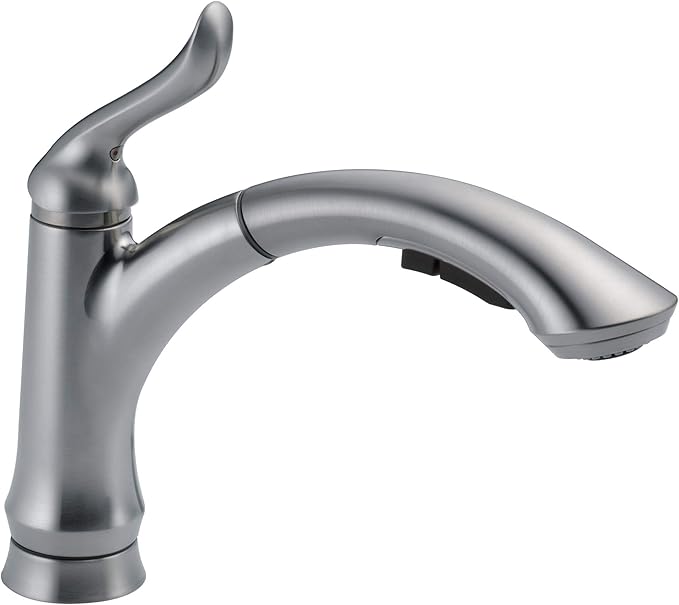 Delta Faucet Linden Pull Out Kitchen Faucet, Brushed Nickel Kitchen Sink Faucet, Kitchen Faucet with Pull Out Sprayer, Arctic Stainless 4353-AR-DST