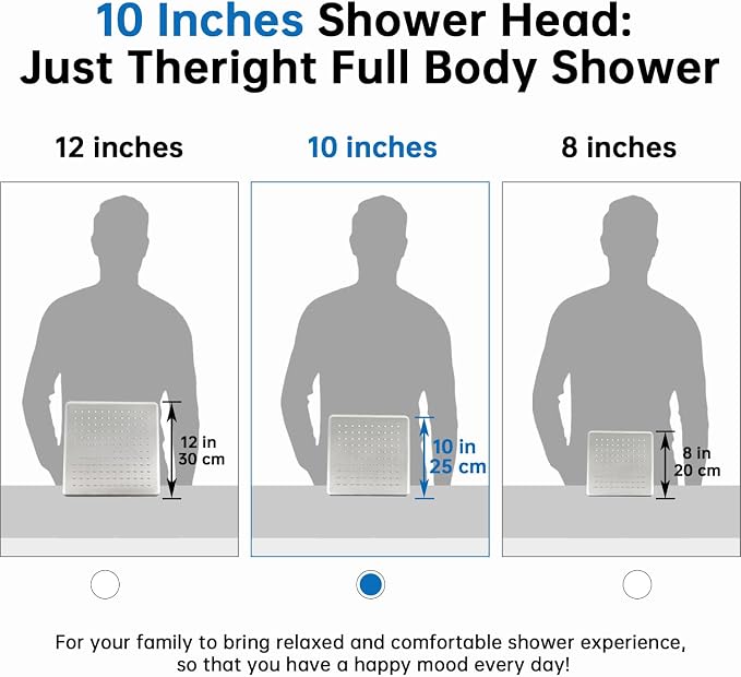 G-Promise 10 Inch All Metal Rain Shower Head with Handheld (Brushed Nickel) | Full Body Coverage, Pause Mode Diverter, Power Wash Mode Handheld, Suits Every Height, Easy to Install, Modern Bath Upgrade