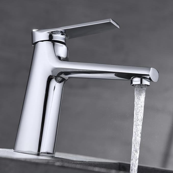 Bathroom Water Faucet Single Handle Faucet for Bathroom Sink 1 Hole Hot and Cold Chrome