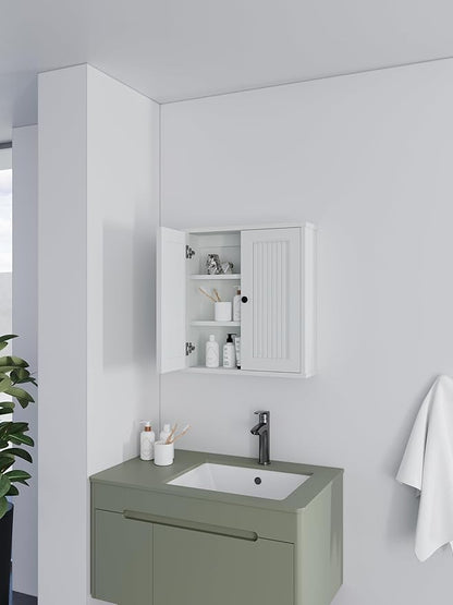 Waterproof WPC Wall-Mounted Bathroom Wall Cabinet Over the Toilet Storage Cabinet with Adjustable Shelves, Medicine Cabinet for Bathroom