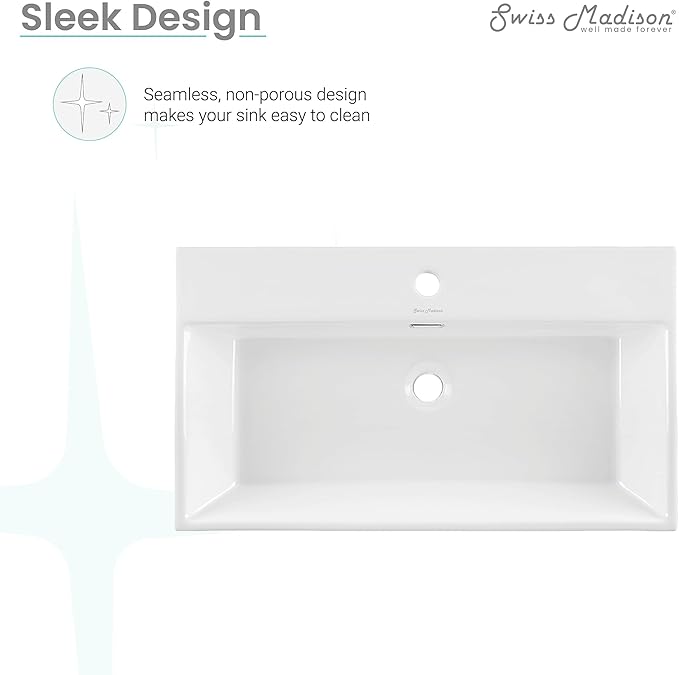 Claire 30” Rectangle Wall-Mount Bathroom Sink
