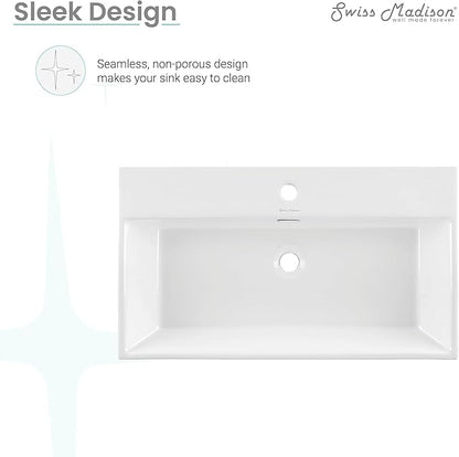 Claire 30” Rectangle Wall-Mount Bathroom Sink