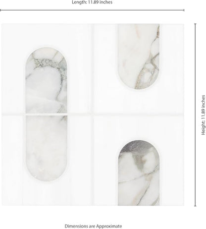 MSI Bianco Dolomite Moderno 12 in. x 12 in. Polished Marble Mosaic Floor and Wall Tile for Bathroom, Kitchen Backsplash, Accent Wall Tile, and Shower Wall Tile