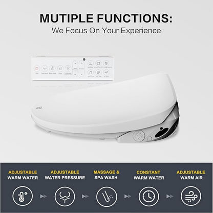Elongated Bidet Toilet Seat X5, Electric Heated Bidet with Soft Close, Bidet Attachment for Toilet Warm Water with Air Purification