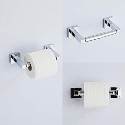 Chrome Bathroom Hardware Set 4 Pieces,Bathroom Accessories Set Stainless Steel Wall Mounted, Hand Towel Bar, Towel Ring, Robe Towel Hooks,Toilet Paper Holder,Towel Bar Set, 23.6 Inch