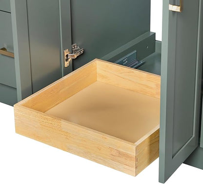 ARIEL Loren 60-inch Bathroom Vanity Base Cabinet,Solid Wood, 4 Soft Closing Doors, 3 Dovetail Drawers, Vintage Green