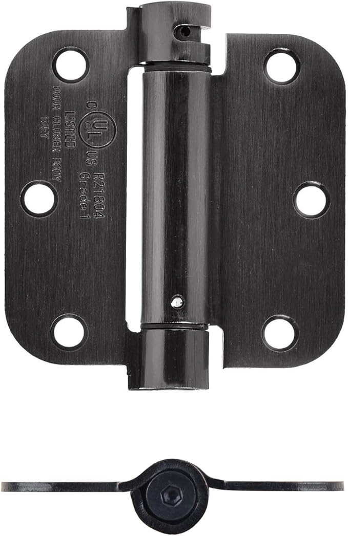 Amazon Basics Self-Closing Door Hinge, 3.5 Inch x 3.5 Inch, Oil-Rubbed Bronze, 1-Piece, Hardware Included