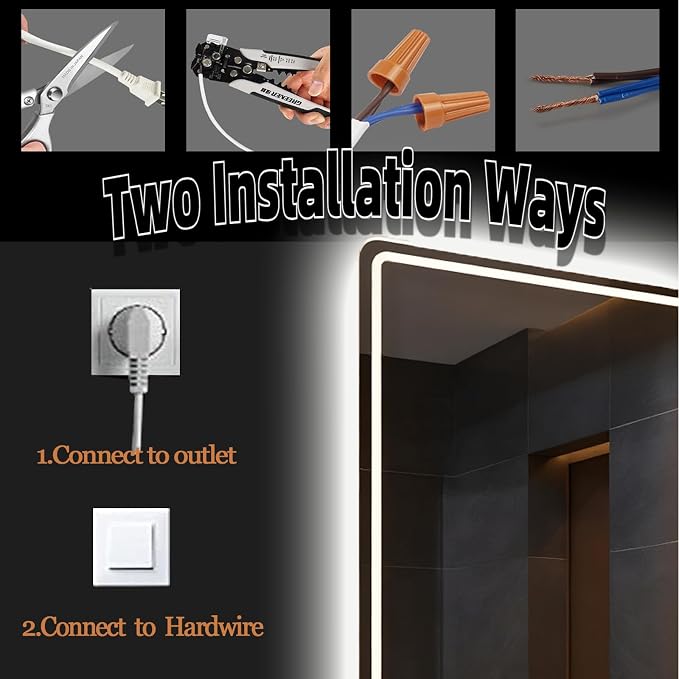 LTFUUAI 20"X28" LED Bathroom Mirror with Lights, Front & Back Light | Lighted Bathroom Mirror, Touch 3-Color Stepless Dimming, Wall Mounted, Anti-Fog Shatterproof, UL Listed