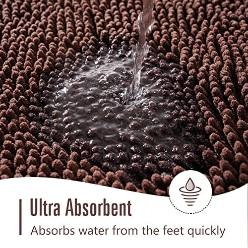 LOCHAS Luxury Bathroom Rug Shaggy Bath Mat 24 x 60 Inch, Brown