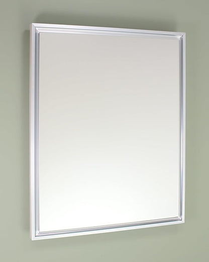 Fox Hollow Furnishings 16x20 Parker Metro Metal Framed Rectangle Recessed Bathroom Medicine Cabinet, Floating Mirror, 14x24 in-Wall Opening, Adjustable Glass Shelves, Magnet Close, Brushed Nickel