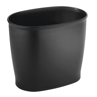iDesign Slim Plastic Bathroom Trash Can, Black | Small Garbage Bin, For Bedroom, Office, Desk, Dorm