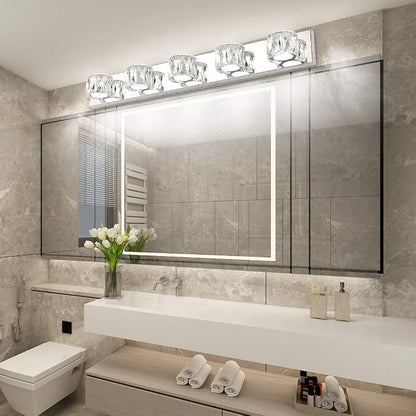 Aipsun 5 Lights Crystal Vanity Lights Modern LED Vanity Lights for Bathroom Vanity Lighting Fixtures Modern Bathroom Wall Light