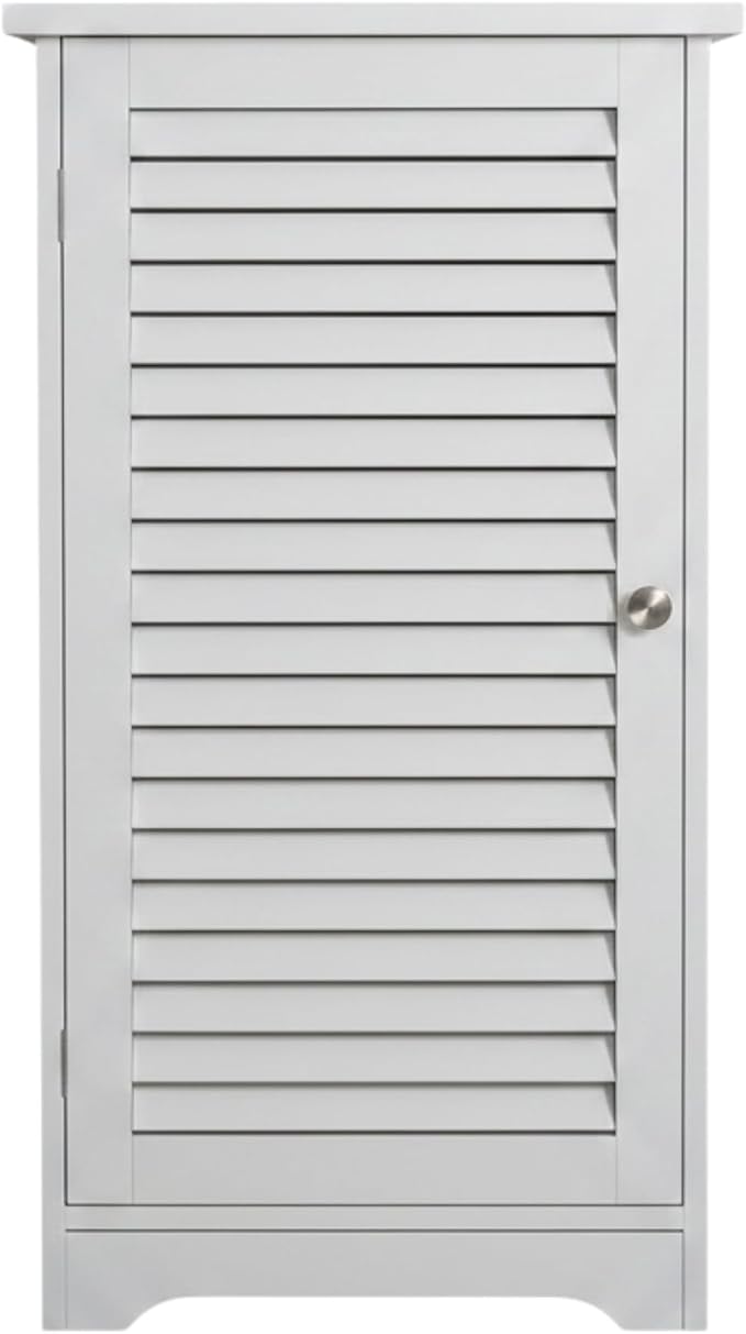 Lavish Home Bathroom Cabinet - Freestanding Storage Organizer for Towels or Laundry Room - Adjustable Shelf and Shutter Style Door (White)