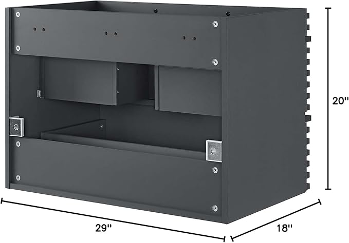 Modway Render 30" Wall-Mount Bathroom Vanity in Gray-Sink Basin Not Included, 30 Inch, Grey