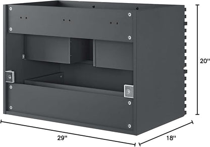 Modway Render 30" Wall-Mount Bathroom Vanity in Gray-Sink Basin Not Included, 30 Inch, Grey