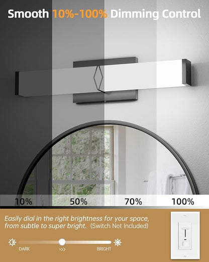 LED Bathroom Vanity Light,16inch Dimmable,20W 2000LM,5700K,ETL,BK | Integrated LED Modern Bathroom Light Fixtures,Matte Black Vanity Lighting Fixture Over Mirror,Wall Lights,ETL Certified