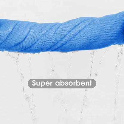 JML Microfiber Bath Towel Set, 6 Pack, 27" x 55", Peach/Grey/Blue | Hanging Loop, Extra Absorbent, Fast Drying, Lint-free, Use for Pool, Swimming, Fitness, Sports, Yoga