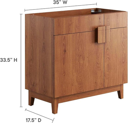 Modway EEI-6400-WAL Miles 36” Bathroom Vanity Cabinet (Sink Basin Not Included), Walnut