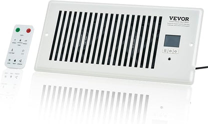 VEVOR Register Booster Fan, Quiet Vent Booster Fan Fits 4” x 10” Register Holes, with Remote Control and Thermostat Control, Adjustable 10-Speed for Heating Cooling Smart Vent, White