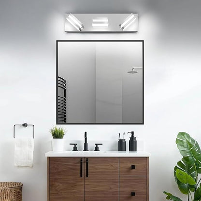 IZORRO LED Modern Bathroom Lights Fixtures(3-Light,Dimmable),Chrome Acrylic Wall Lighting,Vanity Lights for Bathroom Over Mirror - 6000k 16In （No Assembly Required）