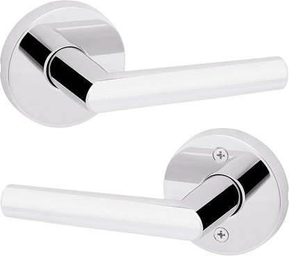 Kwikset Milan Interior Passage Door Handle, Lever For Closet and Hallway Doors, Reversible Non-Locking Handle Lever, Polished Chrome