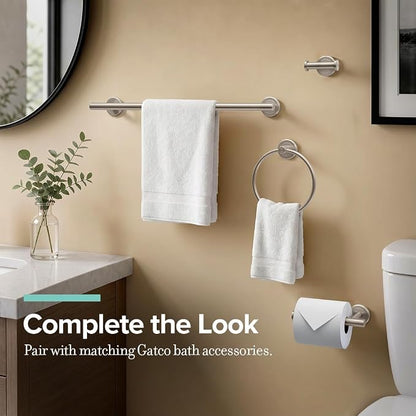 Gatco 4292 Latitude II Towel Ring | Modern Hand Towel Holder for Bathroom | Stylish Decorative Hardware, Heavy Duty Metal, EZ Ancor Mounting | Satin Nickel