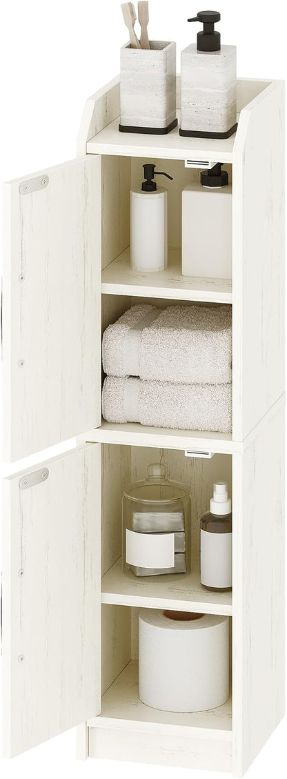 Bathroom Storage Cabinet, Small Corner Floor Cabinet with Door and Shelves, Narrow Bathroom Organizer and Paper Storage with Adjustable Shelves, for Small Spaces, Rustic White BC27014X