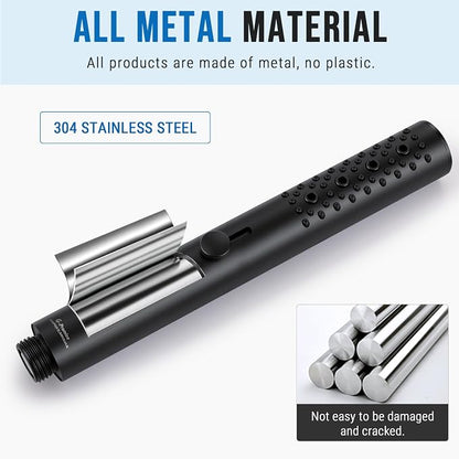 G-Promise All Metal Round 3 Function Handheld Shower Head(Matte Black) | All Metal Construction, 3 Function Modes with Massage, Modern Look, Push Switch, Easy Installation