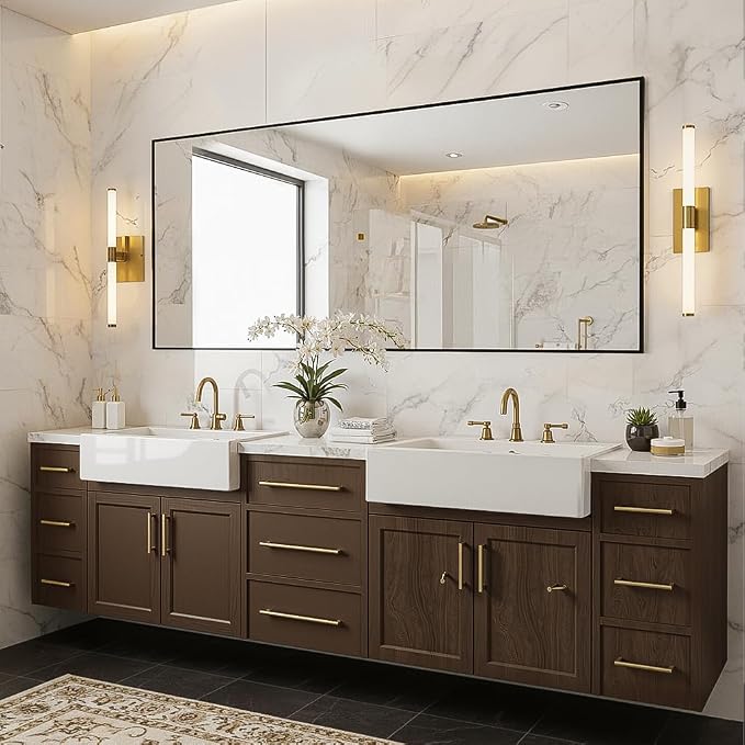 FICTOR Bathroom Vanity Mirror for Over Sink, 30" x 60", Black | Anti-Rust Frame, Shatterproof Tempered Glass, Vertical/Horizontal Wall Mounted Mirror for Bedroom, Entryway, Living Room