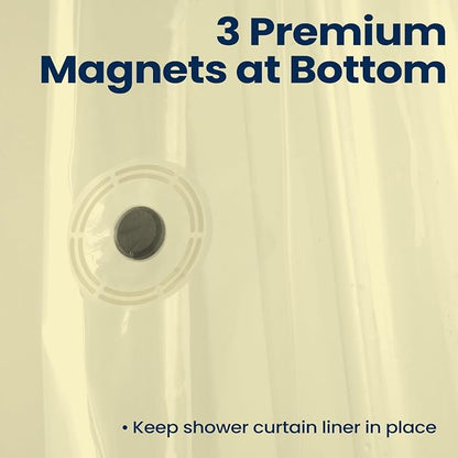 downluxe Shower Curtain Liner, PEVA Plastic Shower Liner with 3 Magnets, 72" x 72" Waterproof Bathroom Curtain, Ivory, 1 Pack