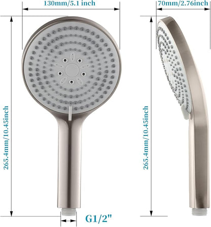 OFFO Handheld Shower Head, 6-Mode Brushed Nickel High Pressure Handheld Sprayer High Flow Large Powerful Boosting Handheld Showerhead for Low Water Pressure