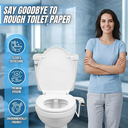Bidet Attachment for Toilet - Ultra-Slim Hygienic Bidet Attachment For Existing Toilets - Bidet Toilet Seat Attachment with Pressure Controls - Travel Bidet Included (Left Hand Operation)