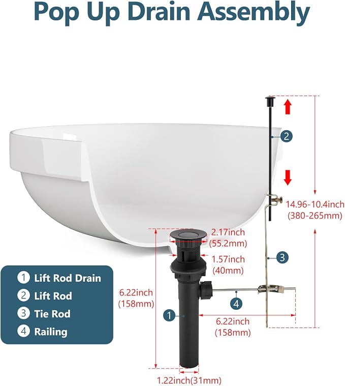 4-Inch Centerset Bathroom Sink Faucet with Drain, Matte Black | Single-Handle Vanity Faucet with Lift Rod Drain, 24-Inch Supply Lines, 1.2 GPM, 3-Hole Deck Mount, Easy Installation
