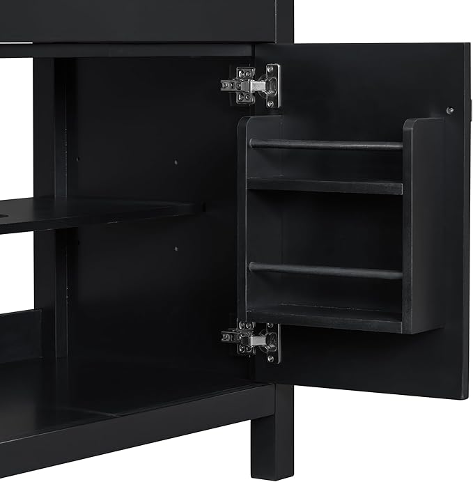 Favfurish 30" Bathroom Vanity with Ceramic Sink,Undermount Single Basin Vanity Set w/1 Flip-Out Drawer and 2 Soft-Close Doors & Adjustable Shelf,Freestanding Storage Cabinet,Solid Wood Frame,Black