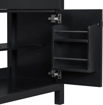 Favfurish 30" Bathroom Vanity with Ceramic Sink,Undermount Single Basin Vanity Set w/1 Flip-Out Drawer and 2 Soft-Close Doors & Adjustable Shelf,Freestanding Storage Cabinet,Solid Wood Frame,Black