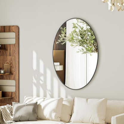 Koonmi Black Oval Bathroom Mirror, 26"x37" Oval Mirror for Wall | Shatterproof Bathroom Vanity Mirror for Bedroom Living Room Entryway, Horizontal or Vertical, Hardware Included