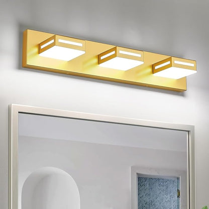 LED Modern Bathroom Light Fixtures, 3-Light 24-Inch Gold Vanity Lights for Bathroom Lighting Fixtures Over Mirror, 350° Rotatable Acrylic, 6000K Cool White Wall Lamp