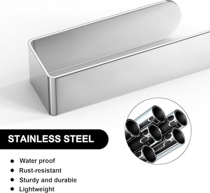HUFEEOH 2 Pack Adhesive Hand Towel Holder, Sticky Towel Bar Towel Holder Wall Mounted, Stainless Steel Kitchen Towel Holder Hand Towel Rack for Bahtroom Hotel RV Kitchen (Polished Silver)