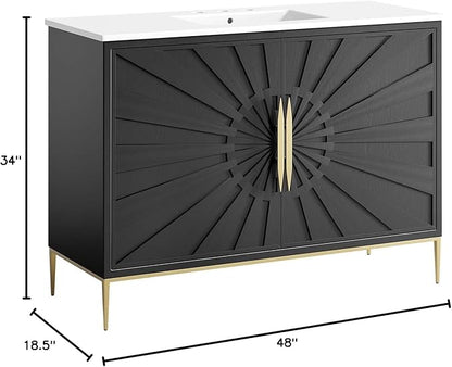 Modway Awaken Bathroom Vanity Cabinet, 48", White Black