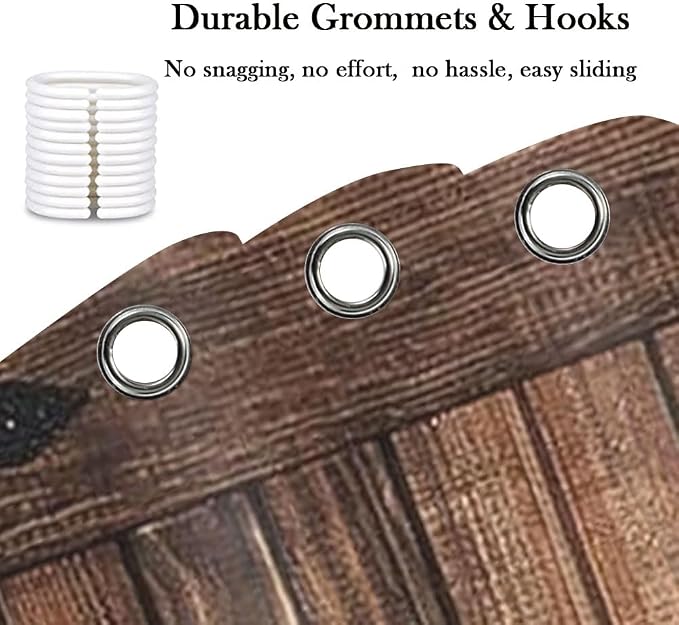 Rustic Barn Door Shower Curtain for Bathroom, Retro Countryside Wood Board Bathroom Decor Curtain Sets,Art Vintage Famhouse Western Bath Curtains RV Shower Curtains with Hooks 60X70IN