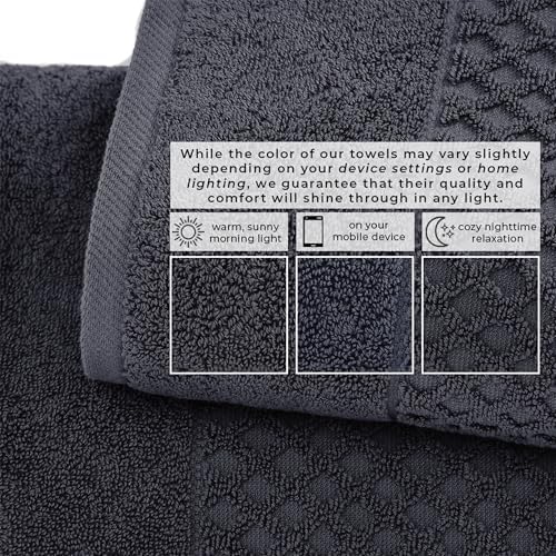 Great Bay Home Hand Towels - 100% Cotton 6 Pack 26x16 Hand Towel Set - Absorbent, Durable, Quick-Dry Towels for Bathroom (Stone Blue)