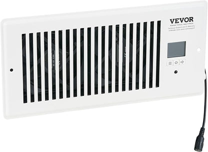 VEVOR Register Booster Fan, Quiet Vent Booster Fan Fits 4” x 10” Register Holes, with Remote Control and Thermostat Control, Adjustable 10-Speed for Heating Cooling Smart Vent, White