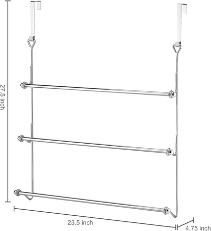 MyGift 3 Tier Over Door Towel Rack, Chrome Bathroom Towel Holder | Maximize bathroom space with a 3-tier chrome-plated over-door towel rack for hanging bath and hand towels or drying laundry
