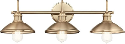 Kichler Clyde 3 Light Bathroom Vanity in a Rich Champagne Bronze Finish, for Bathrooms, (7.25" H x 26.5" W x 8.25" Ext.), 45945CPZ