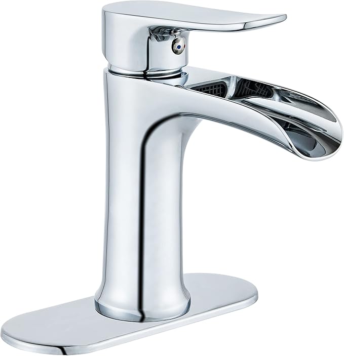 Yundoom Chrome ,Bathroom Sink Faucet,Waterfall Bathroom Faucet,Single Hole Or 3 Hole with 4 Inch Deck Plate,Farmhouse Rv Brass ,Grifo De BañO