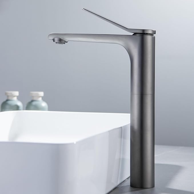 Bathroom Water Faucet Single Hole Faucet for Bathroom Sink Single Handle Hot and Cold Gun Gray