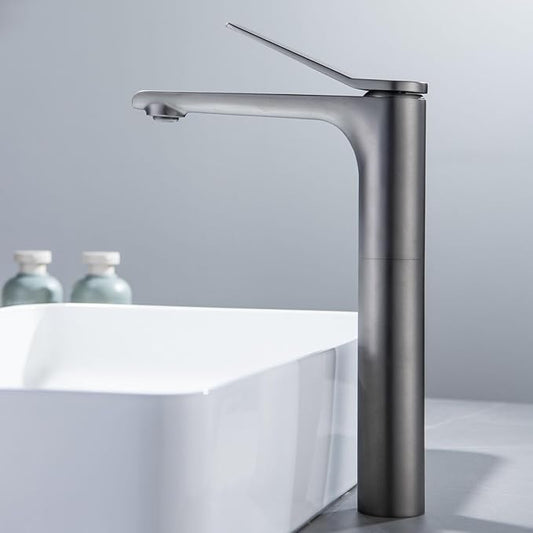Bathroom Water Faucet Single Hole Faucet for Bathroom Sink Single Handle Hot and Cold Gun Gray