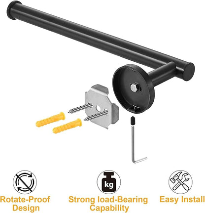 FOMANSH Stainless Steel Towel Holder - Mount on Wall Towel Bar, Toilet Kitchen Paper Holder, SUS 304 Hand Towel Rack, Towel Ring for Bathroom Toilet Black
